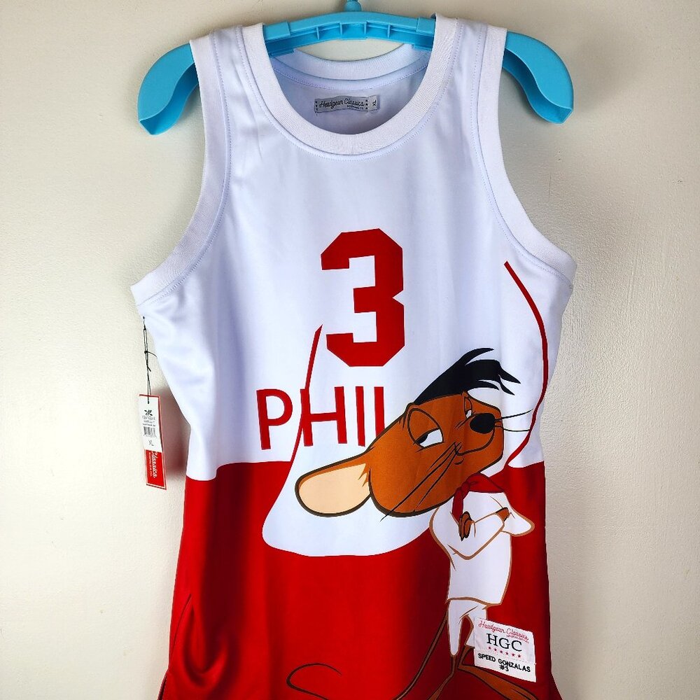 Headgear Classics Men's Speedy Gonzalas #3 Basketball Jersey Shirt Sz XL NWT